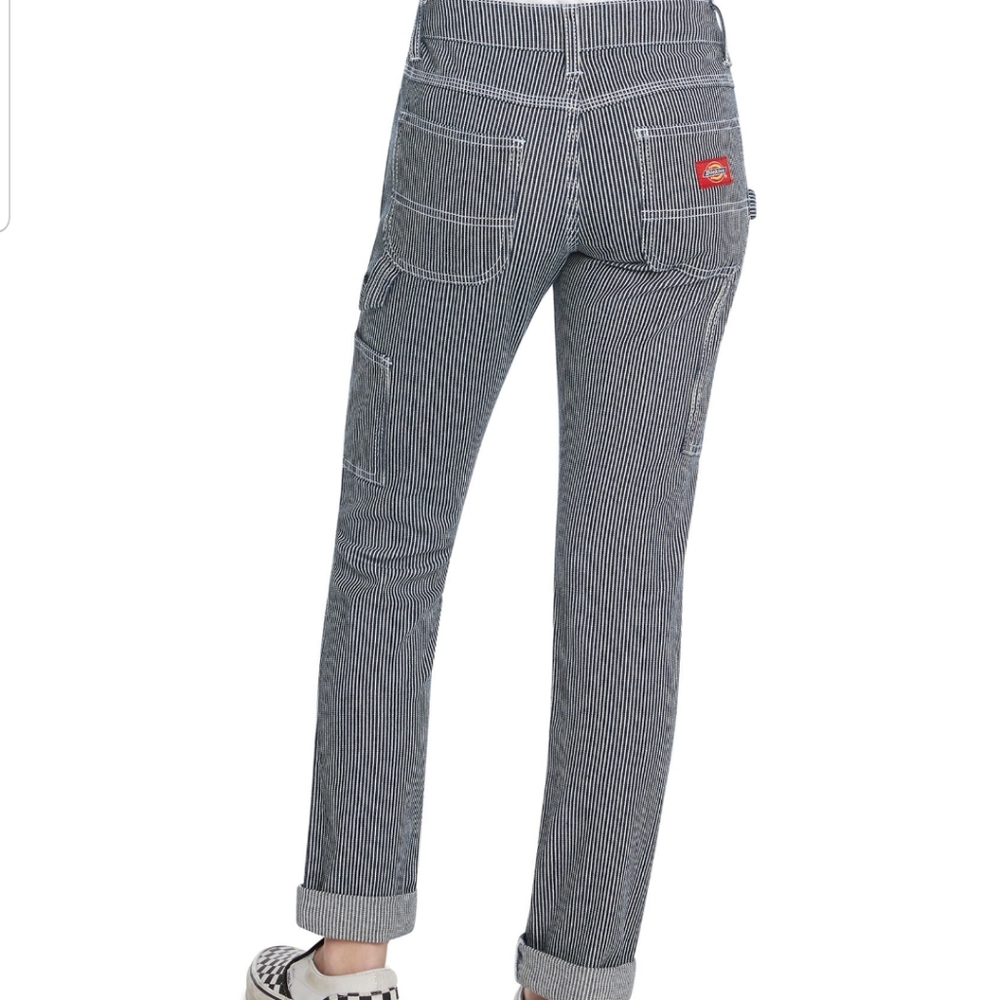Dickies Women's Black & White Striped Straight Leg Pants
